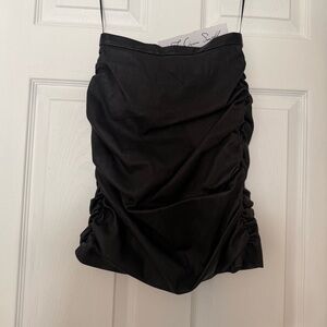 LaQuan Smith Leather Black Ruched Mini Skirt Size XS NWT